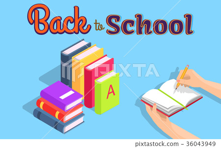 Back to School Illustration with Stack of Books - Stock Illustration ...