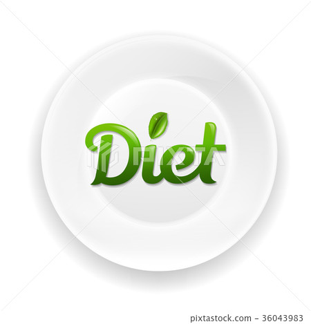 White Plate With Diet Text 36043983