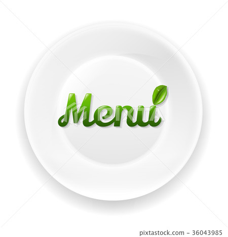 White Plate With Menu Text White Plate With Menu Text 36043985