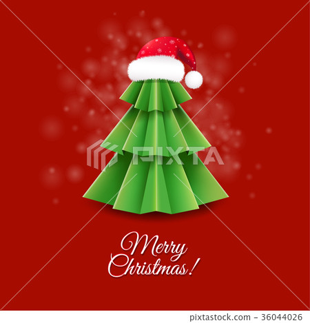 Christmas Greeting Card With Santa Claus Hat 36044026