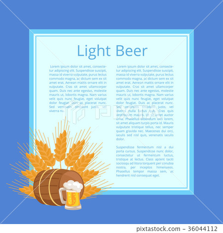Light Beer Poster Depicting Mug, Barrel and Ears Light Beer Poster Depicting Mug, Barrel and Ears 36044112