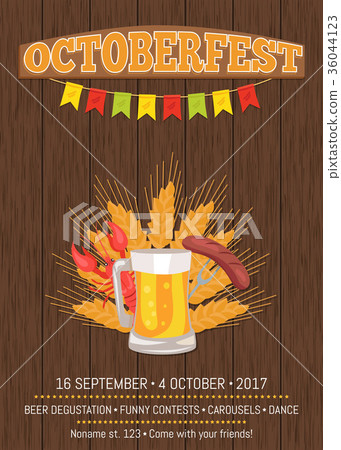 Octoberfest Poster Depicting Beer Mug and Food 36044123