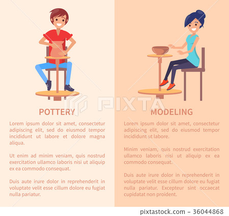 Pottery and Modeling Posters with People and Text 36044868