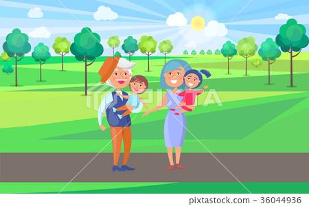 Happy Grandparents Senior Couple Holding Children Happy Grandparents Senior Couple Holding Children 36044936