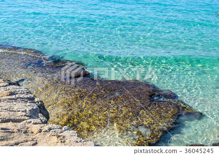 Blue sea and stony shore. Cyprus. Ayia Napa 36045245