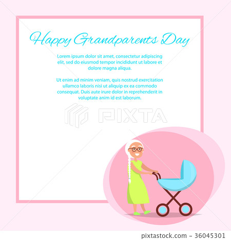 Happy Grandparents Day Senior Lady with Pram Happy Grandparents Day Senior Lady with Pram 36045301