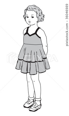 Kid portrait. Unhappy baby girl in summer dress 36046989