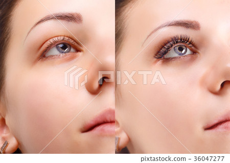 Eyelash Extension. Comparison of female eyes Eyelash Extension. Comparison of female eyes 36047277