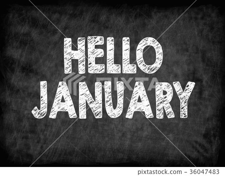 hello january. Black board with texture, background hello january. Black board with texture, background 36047483