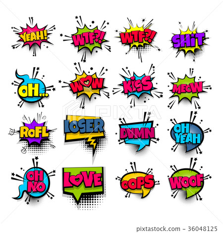 Pop art phrase comic text set 36048125