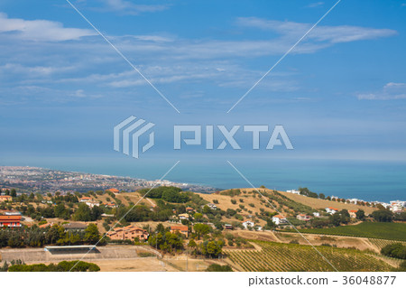 Italy Landscape View with Clouds on Blue sky Italy Landscape View with Clouds on Blue sky 36048877