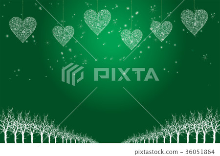 Christmas image background illustration | Green heart ornament drawn with night view and snowflake | Christma Christmas image background illustration | Green heart ornament drawn with night view and snowflake | Christma 36051864
