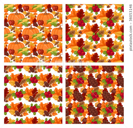 Vector autumn berries seamless pattern vegetarian Vector autumn berries seamless pattern vegetarian 36053146