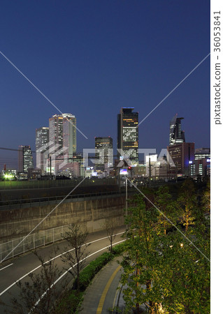 Nagoya city landscape night view 36053841