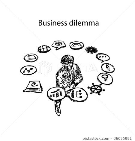 Businessman with crossed arms looking up Businessman with crossed arms looking up 36055991