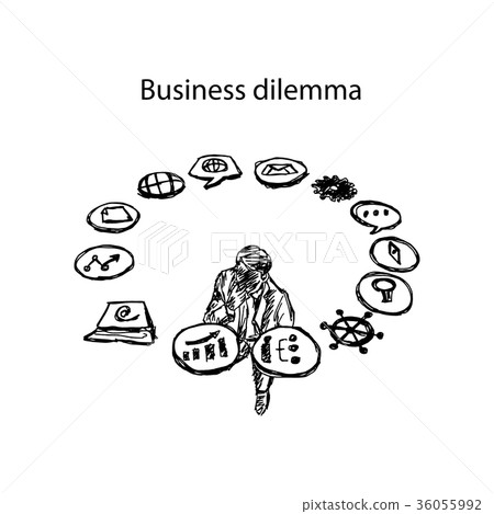 thinking businessman with holding hand thinking businessman with holding hand 36055992
