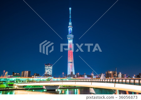 <Tokyo> Sky Tree/Sakurabashi illuminated <Tokyo> Sky Tree/Sakurabashi illuminated 36056873