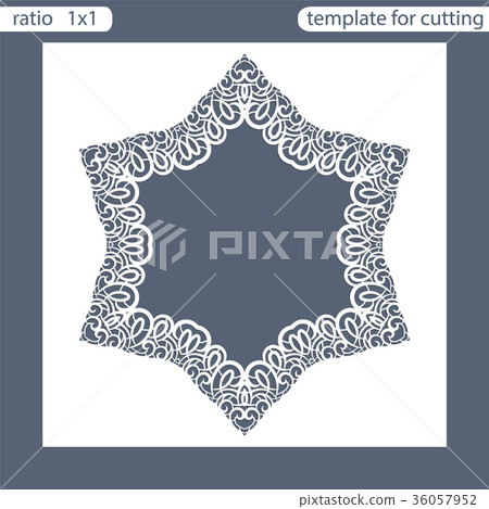 Laser cut wedding invitation card template. 36057952