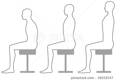 Good attitude Bad attitude when sitting on a stool 36058547
