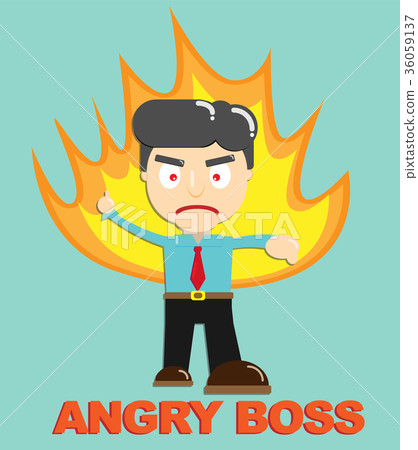 Fire burning Angry Boss Vector character 36059137