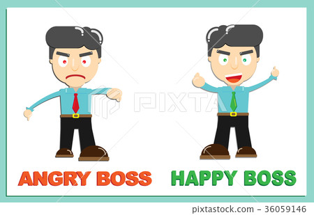 Happy Boss VS Angry Boss Vector character 36059146