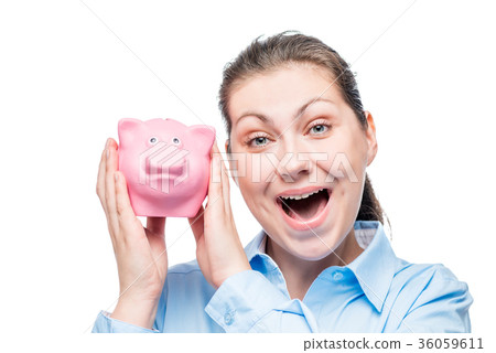 emotional successful businesswoman in blue shirt 36059611