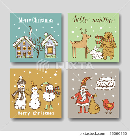 Vector Christmas greeting card set Vector Christmas greeting card set 36060560