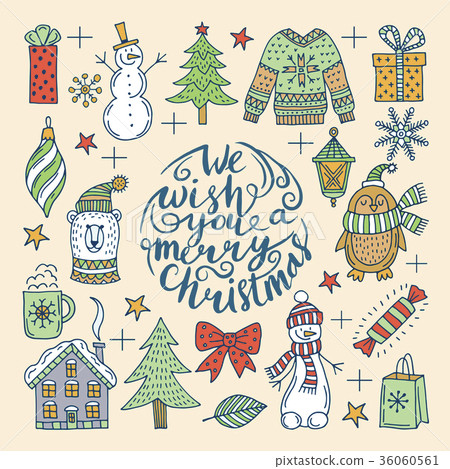 Set of isolated happy christmas icons Set of isolated happy christmas icons 36060561