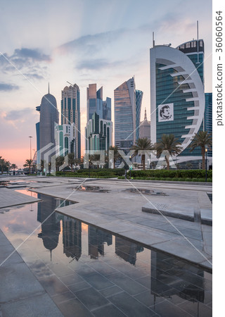 Doha during sunset, Qatar, Middle East. Doha during sunset, Qatar, Middle East. 36060564