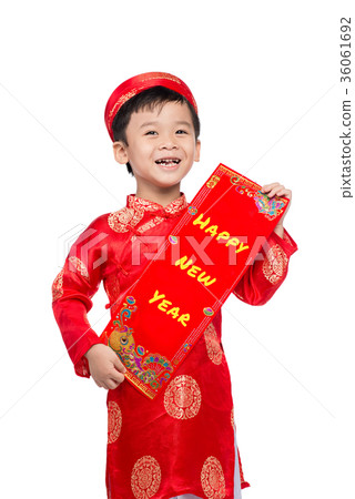 Vietnamese BoyKid congratulating with his New Year 36061692