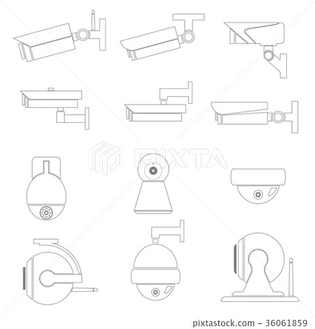 Security CCTV camera icons catalogue., Vector 36061859