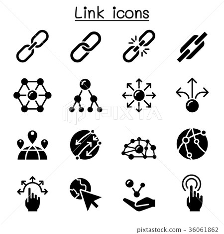 Link icon set in thin line style Link icon set in thin line style 36061862