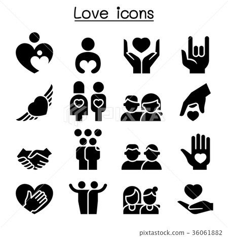 Love Relationship Friend Family Icon Set Stock Illustration