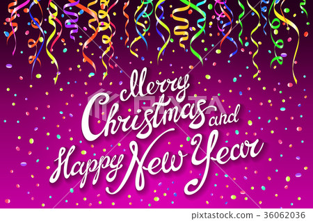 Merry Christmas and Happy New Year on pink 36062036