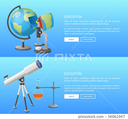 Education Web Banner with Geography and Astronomy 36062947