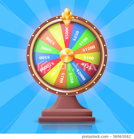 Colorful Wheel of Fortune with Money Prizes Slots 36063082