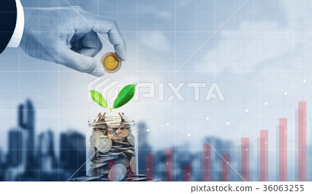 Business growth and investment, saving money  36063255
