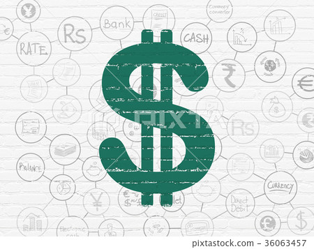Banking concept: Dollar on wall background 36063457