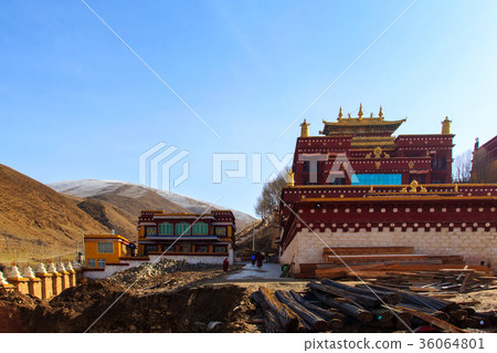 Construction monastery in Ganzi, Sichuan, China 36064801