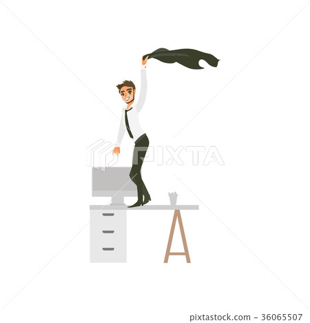 vector flat office worker man dancing at table vector flat office worker man dancing at table 36065507