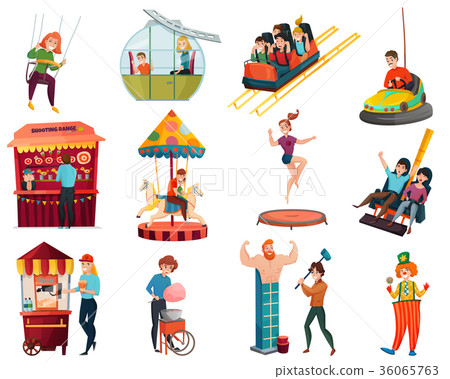 Amusement Park Isolated Icons Set - Stock Illustration [36065763] - PIXTA