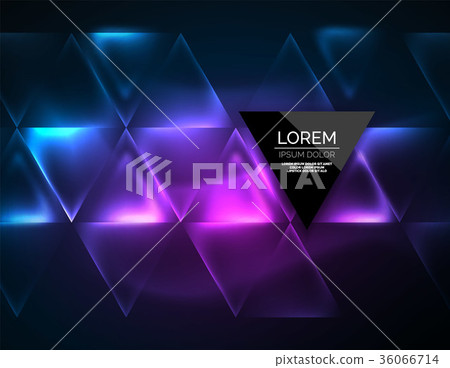 Color neon glowing triangles, abstract background 36066714