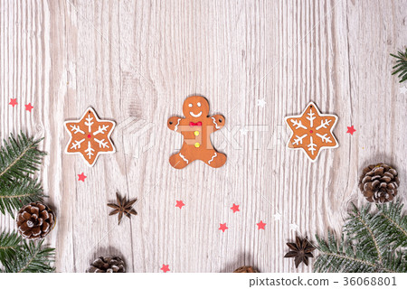 Christmas background on the wooden desk Christmas background on the wooden desk 36068801