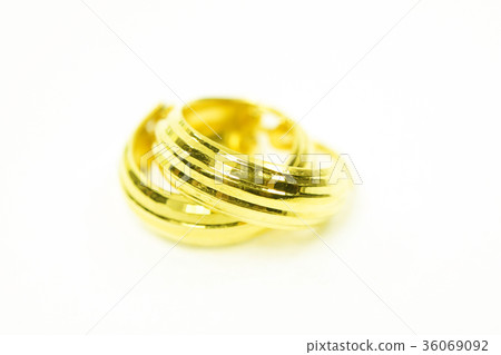 Gold pendant cameo earring jewelry isolated white 36069092