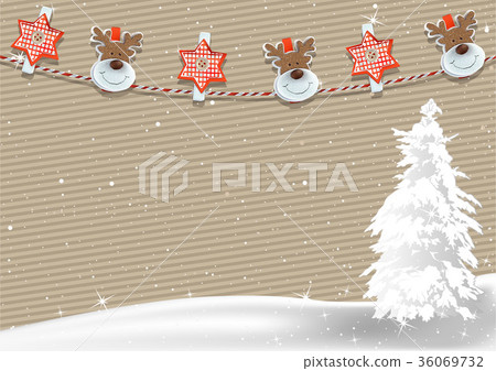 Christmas Background with Clothespin Decoration Christmas Background with Clothespin Decoration 36069732