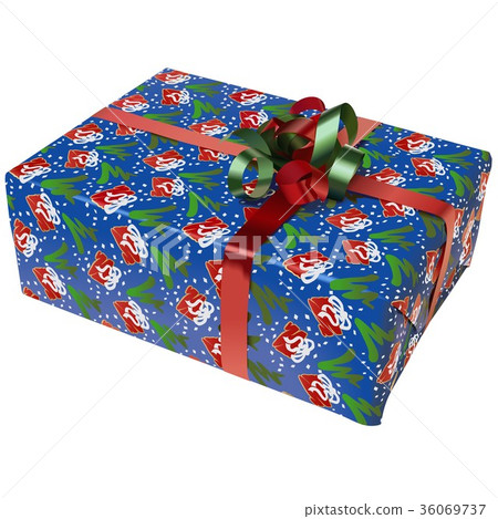 圖庫插圖: blue wrapped christmas present