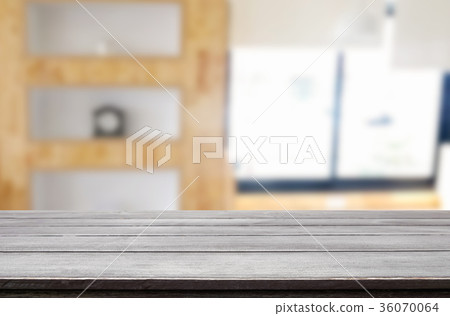 Empty of wood table top on blur of window glass in the morning b Empty of wood table top on blur of window glass in the morning b 36070064
