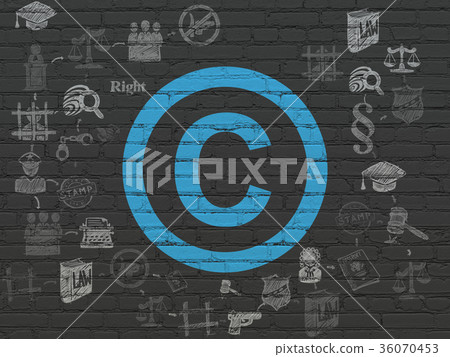 Law concept: Copyright on wall background Law concept: Copyright on wall background 36070453