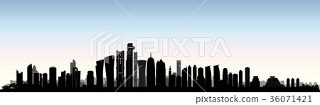 City Doha skyline. Arabic Urban cityscape. Qatar City Doha skyline. Arabic Urban cityscape. Qatar 36071421