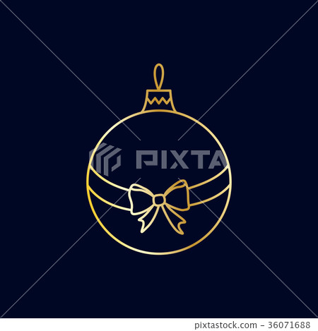 Vector golden Christmas tree ball, ribbon and bow - Stock Illustration ...